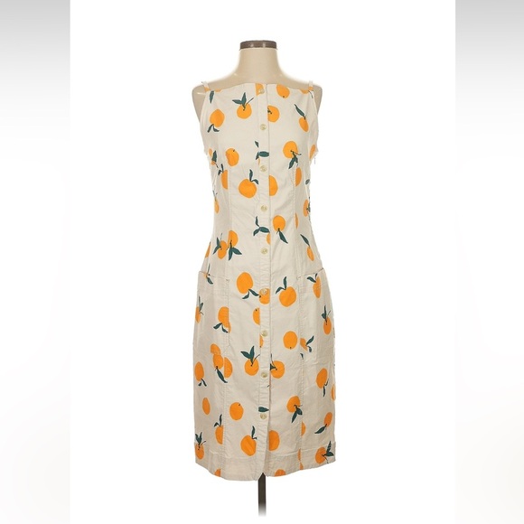 Anthropologie Maeve Dylan Mierzwinski Colette Midi Dress Sz S Cream Orange NWT - Picture 8 of 10